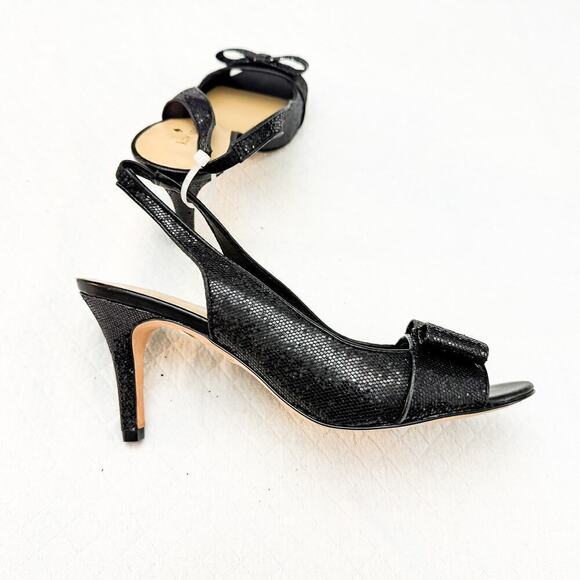 Kate Spade Glitter Shimmering Bow Accent Slingback Heel Black Size 8.5 - Picture 5 of 8